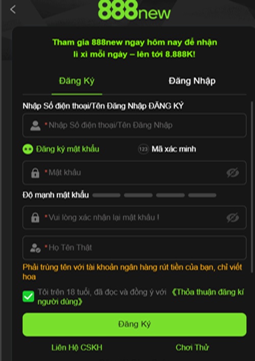 đăng ký 888new